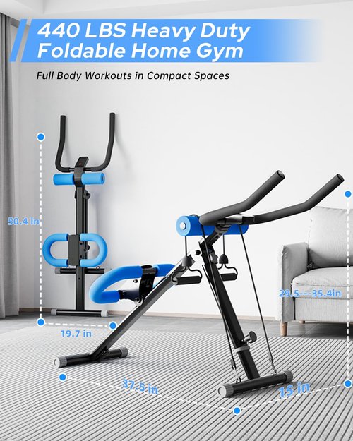 AzureHaven AB Machine Ab Workout Equipment, Adjustable Ab Trainer Machine for Abs Workout at Home Gym, Foldable, Knee Protection