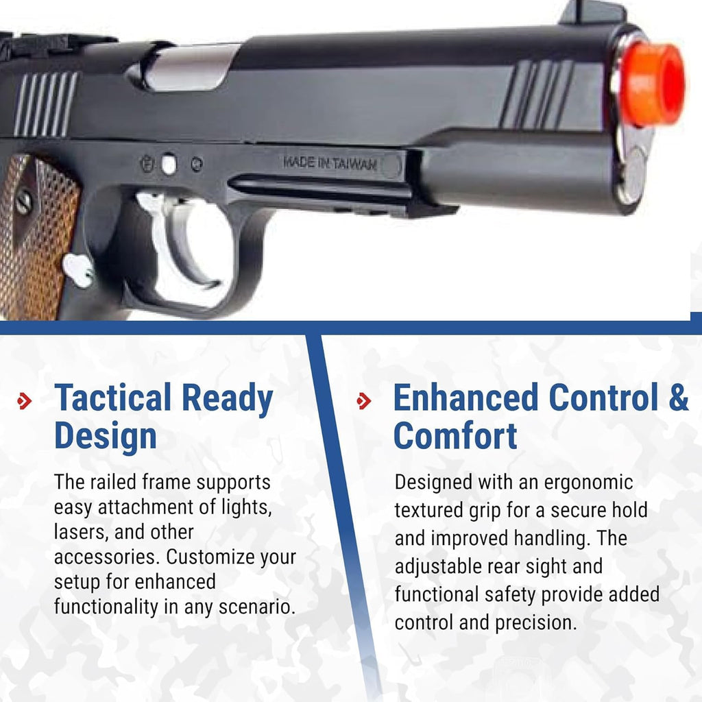 Skiennix Full Metal M1911 Airsoft Gun - 500 FPS CO2 Pistol with 6mm BBs | Realistic Design