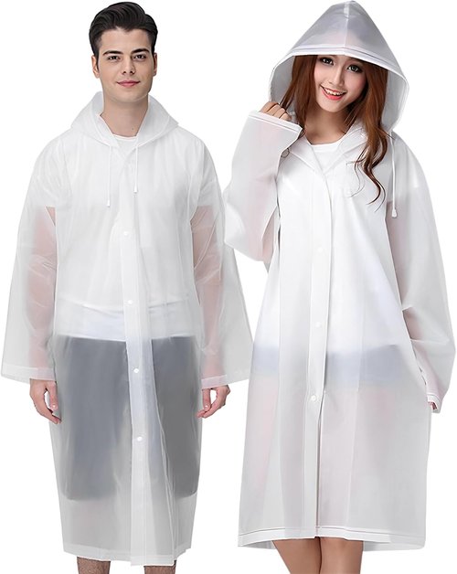 Cosowe Rain Ponchos for Adults - Reusable Emergency Raincoats with Hood & Drawstring | 2 Pack