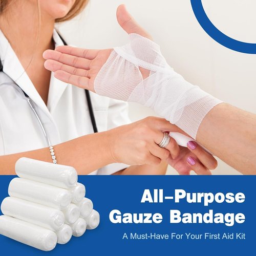 AZEN Gauze Rolls Bandages - 100 Pack, 3 in x 4.1 Yards | Premium First Aid & Medical Supplies