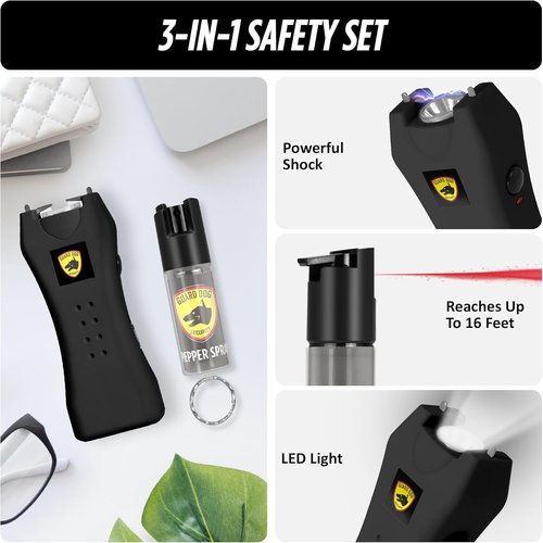 Guard Dog Security Mini Stun Gun & Flashlight | Rechargeable Self-Defense Keychain for Women