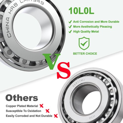 10L0L Golf Cart Front Wheel Hub Bearings & Oil Seals Kits for Club Car DS and Carryall 1982-2002 with Nut Locking Pin, Replace Part 1011393 1013135 (2 Pack)