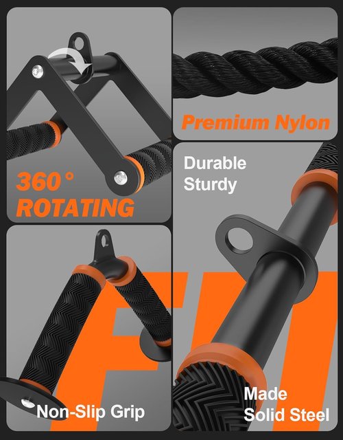 Fitarc Cable Machine Attachment Set - Lat Pulldown Attachments with Non-Slip Grips | Orange