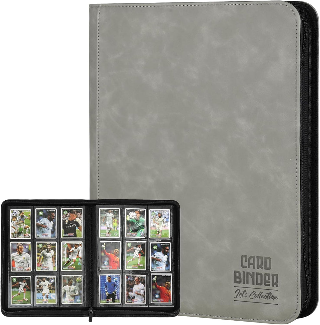 Trading Card Binder - Premium 9 Pocket PU Collection Album for MTG, TCG & Sports Cards | 540 Pocket Capacity (Gray)