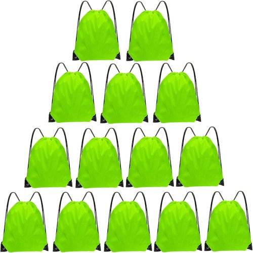 Grneric Drawstring Bags - 14 Pcs Cinch Sackpack for Men & Women | Light Green Gym Backpack