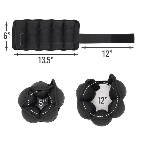 DMI Adjustable Wrist or Ankle Weights, 5 Removable Sand Pockets for Weight Adjustment, for Men & Women, Walking Weights, Adjustable Length, Max Weight of 10lbs, 2 X 5lbs