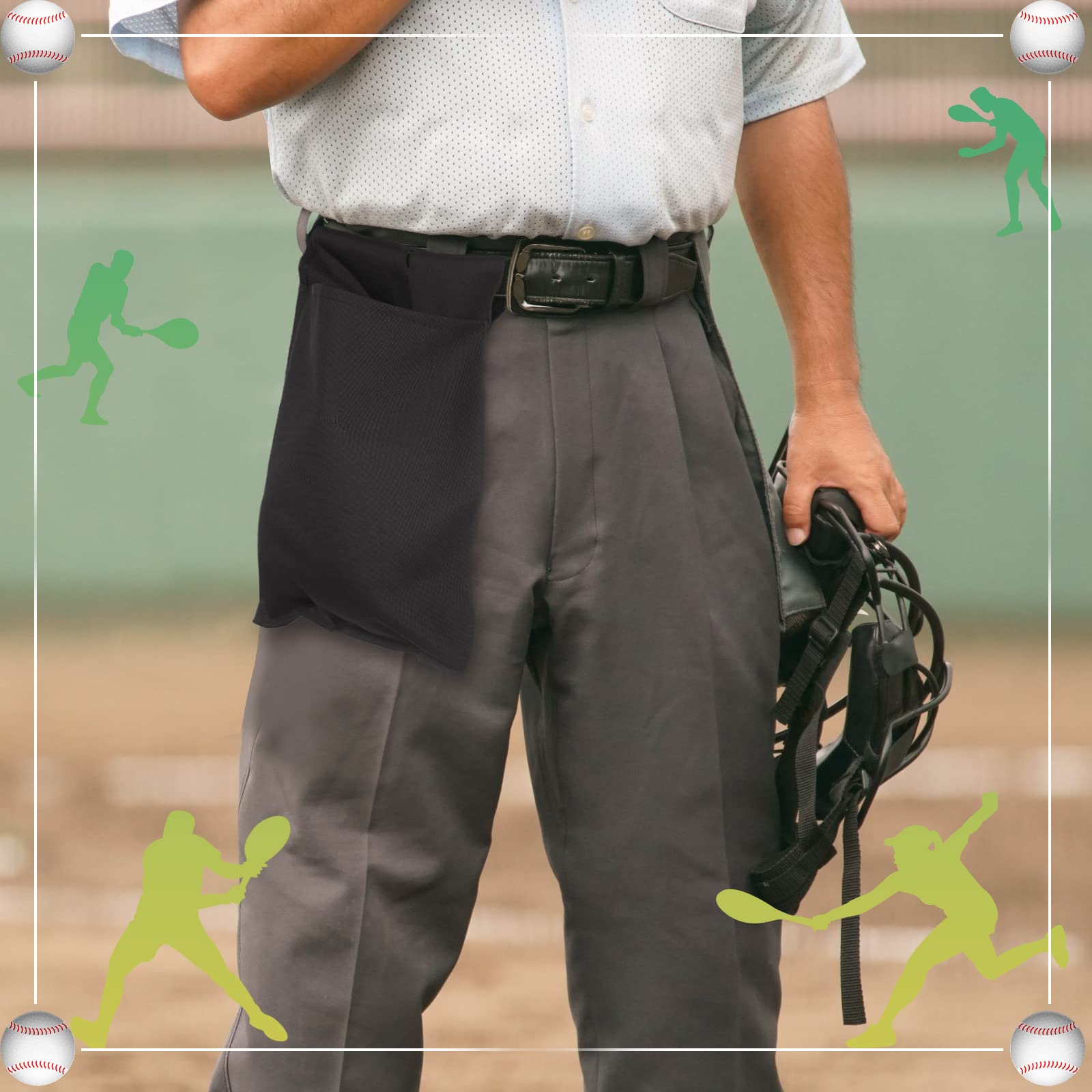 Fabbay 2 Pieces Umpire Ball Bag Umpire Gear Baseball Softball Umpire Bag Quality Woven Polyester Fabric for Baseball Softball with Belt Extra Large(Black)