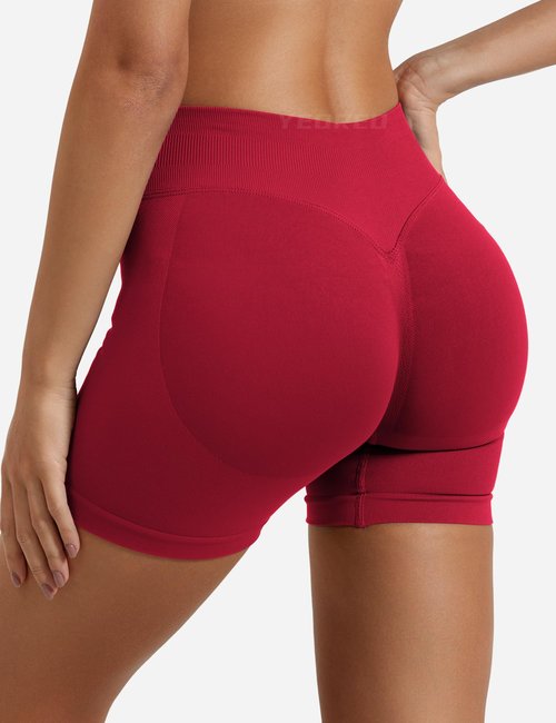YEOREO SoftHue Women Workout Gym Impact Shorts Hidden Scrunch Butt Lifting 2.5"/3.6"/4.5"/6" Seamless Shorts Wine M