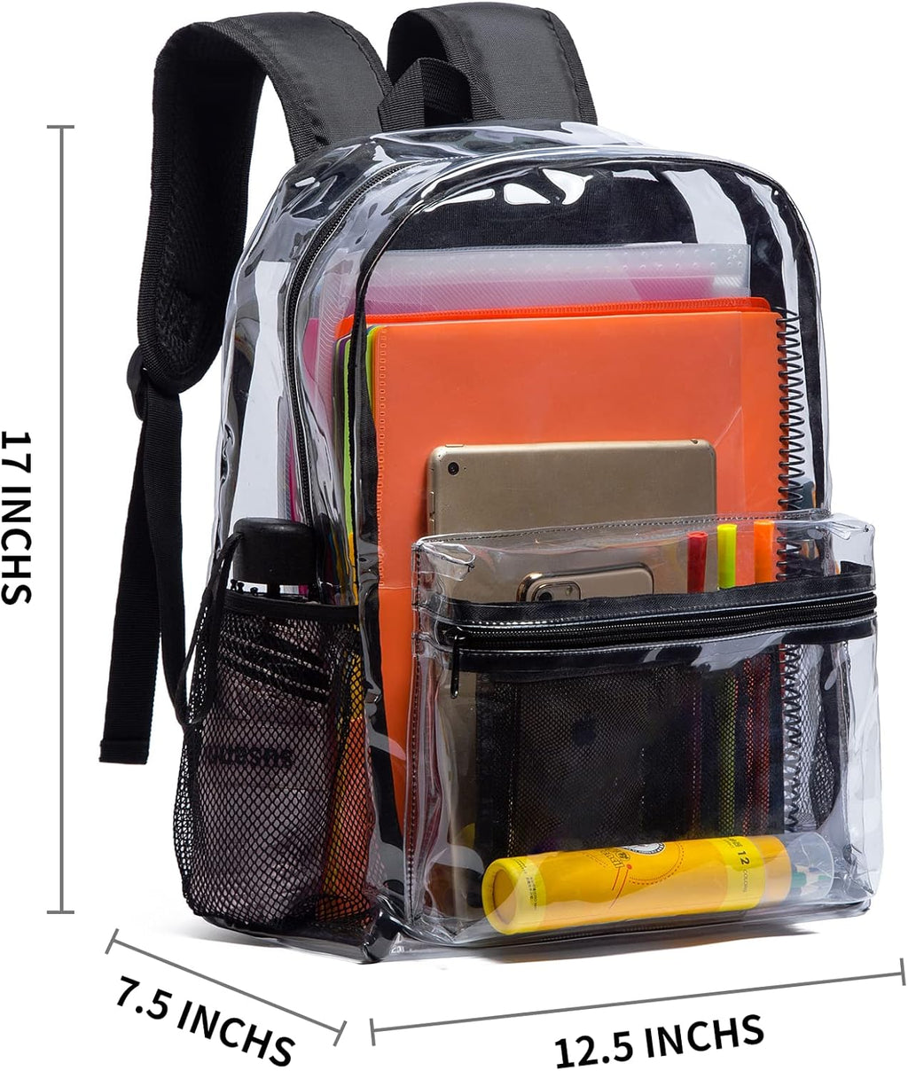 Vorspack Clear Backpack | Heavy-Duty Transparent Design for College & Workplace - 2 Pack Black