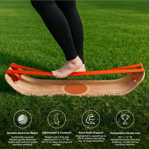 GIBBON SlackBoard | GiBoard Balance Board - Versatile Core Trainer for Kids & Adults - 1 & 2 Line Options