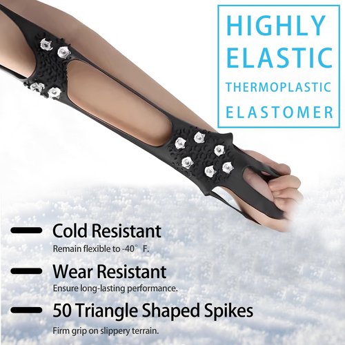 1 Pairs Epoxy Shoe Spikes for Snow and Ice - Non Slip Roof Shoes & Snow Shoes Gripper, Durable Ice Traction Cleats with 8 Steel Studs Crampons, Universal Walk Traction Grips for Shoes, Black XL