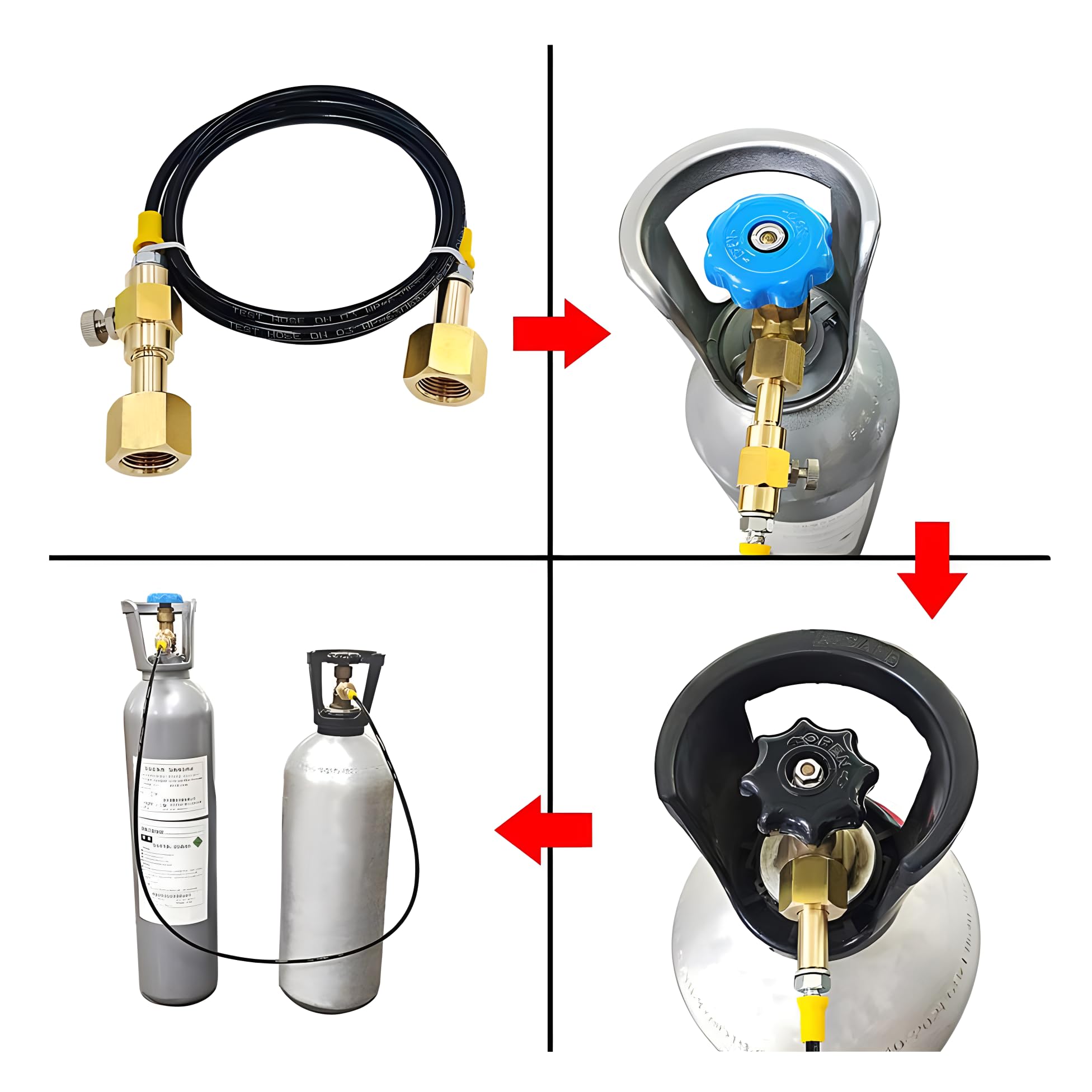 New CO2 Tank Refill Adapter Hose, Easily Fill Small Tanks from Larger Co2 Tanks,60inch Hose with CGA320 Thread