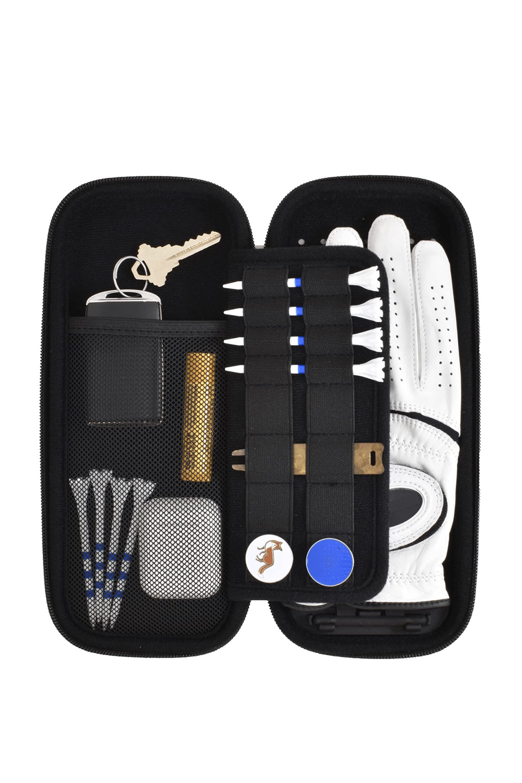 Platypus Golf Co. Golfing Caddie EVA Travel Case Organizer - Hand Reversible Hinging Glove Shaper & Holder, Mesh Pocket & Storage Slots, Golfers Cases for Men & Women