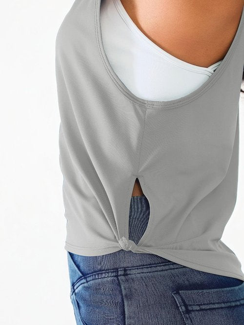 BRXL Cropped Muscle Tank Tops for Women Workout Sleeveless Sports Athletic Yoga Running Gym Crop Shirts Grey