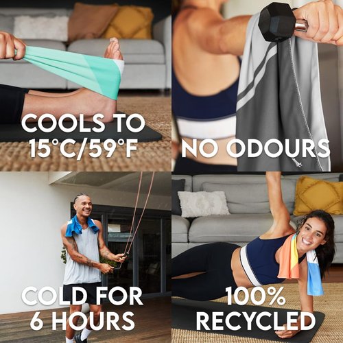 Dock & Bay QuickCool Cooling Towel - for Workouts & Sports - Cools to 15°C - Includes Bag - 25" x 12"/ 63x29cm - Go Faster - Pace Grey