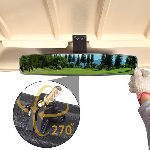 10L0L Universal Golf Cart Mirrors Folding Side Mirror and Rear View Mirror for Club Car EZGO Yamaha, 16.5" Extra Wide Panoramic Golf Cart Mirrors Combo Pack