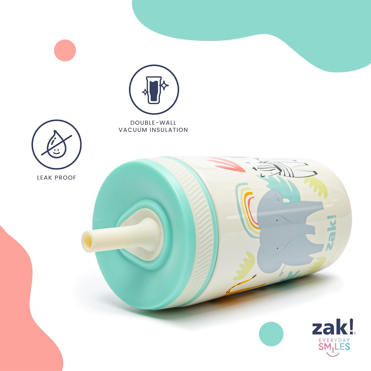 Zak Designs Kelso Tumbler Set - Leak-Proof Kids' Cups with Straw & Bonus Sipper | 3-Piece Non-BPA Bundle