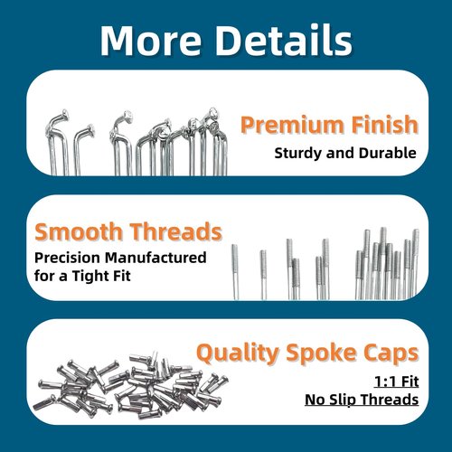 goucrro Bike Spokes Electric Bicycle E-Bike Tricycle Wheel Silver Spokes 12G 2.5mm Steel 45mm-254mm with Nipples 38pcs(Silver,12G-162mm)