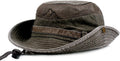 Sun Hat for Men - Cotton Embroidered Wide Brim Bucket Hat for Summer Outdoor Protection | Foldable Safari Design