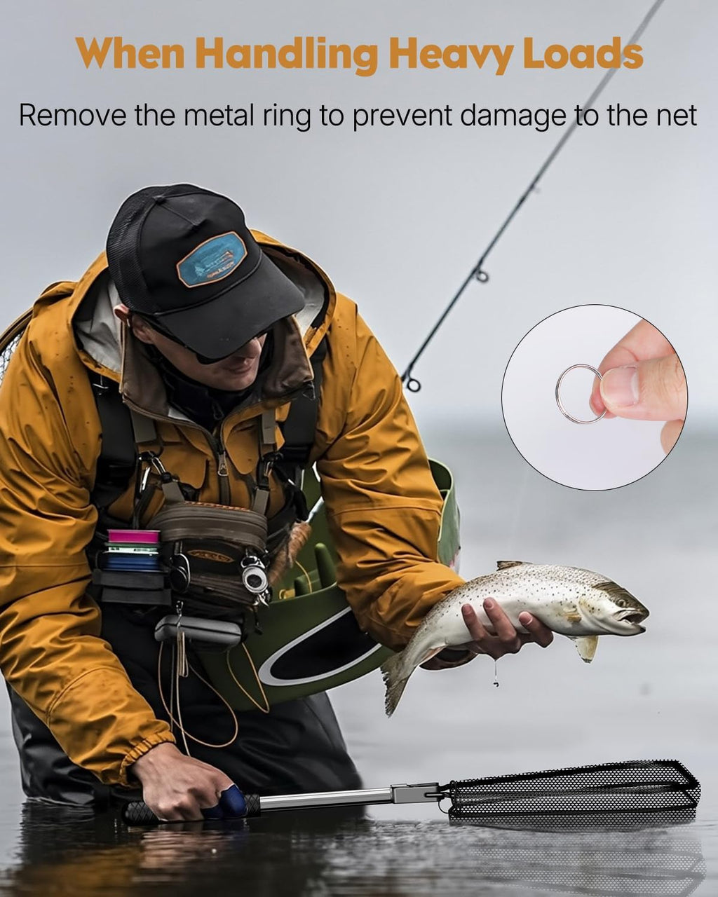 Pawfly Fishing Net - Collapsible Aluminum Handle & Durable Nylon Mesh | Portable for Freshwater & Saltwater
