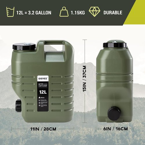 Camping Water Jug - 3.2 Gallon Food Grade Tank with Spout | Leak-Proof Design for Picnics & BBQs