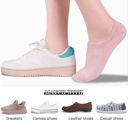 Heatuff No Show Socks - Women's Cotton Low Cut Non-Slip Casual Liner Socks | 6 Pairs