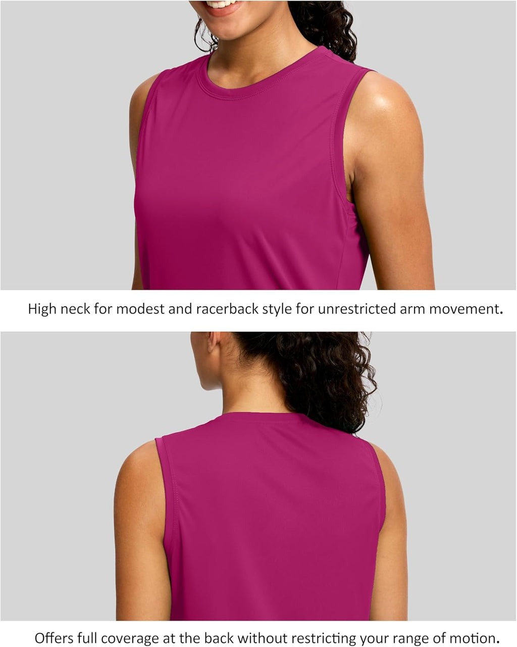 SANTINY Women's Sleeveless Workout Tops - Breathable Lightweight Athletic Tank for Running & Yoga