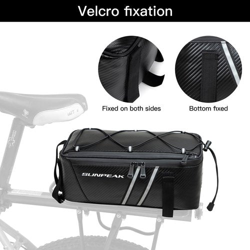 Sunpeak Bike Rack Bag, 7L Waterproof Rear Rack Bag for Bicycle & Ebike, Reflective Bike Trunk Bag with Adjustable Bungee Cord, Bicycle Cargo Bag for Commuting, Travel, Outdoor Cycling