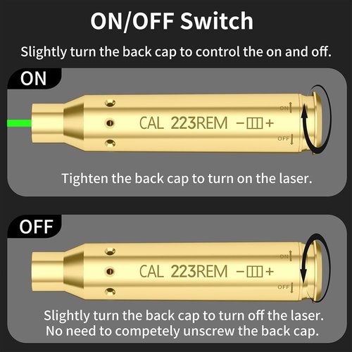 223 Green Laser Bore Sight - Precision Boresighter with On/Off Function for Hunting & Shooting