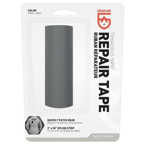 GEAR AID Tenacious Tape - 3” x 20” Fabric & Vinyl Repair Tape for Jackets, Tents & Gear - Gray
