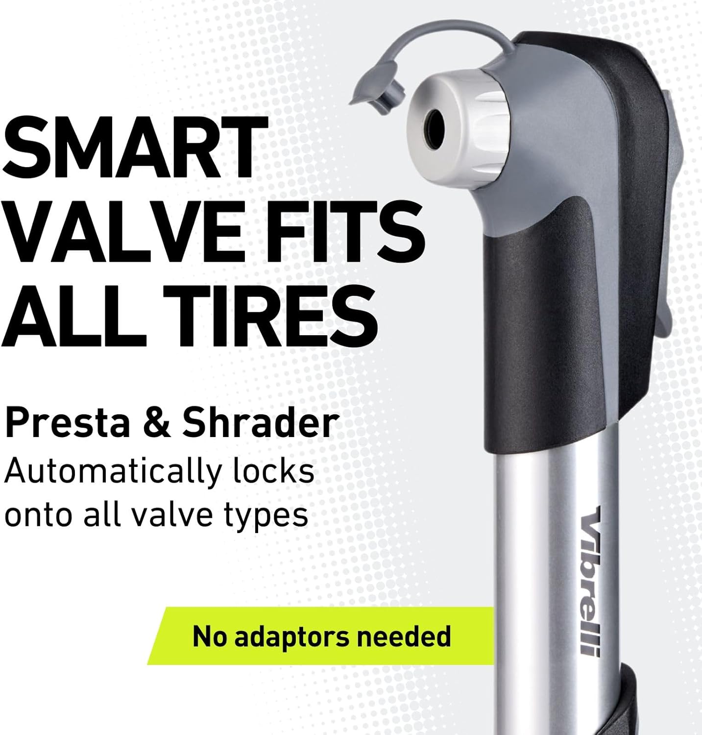 Vibrelli Mini Bike Pump - 120 PSI Presta & Schrader Tire Pump for Road & MTB - No Valve Change Required