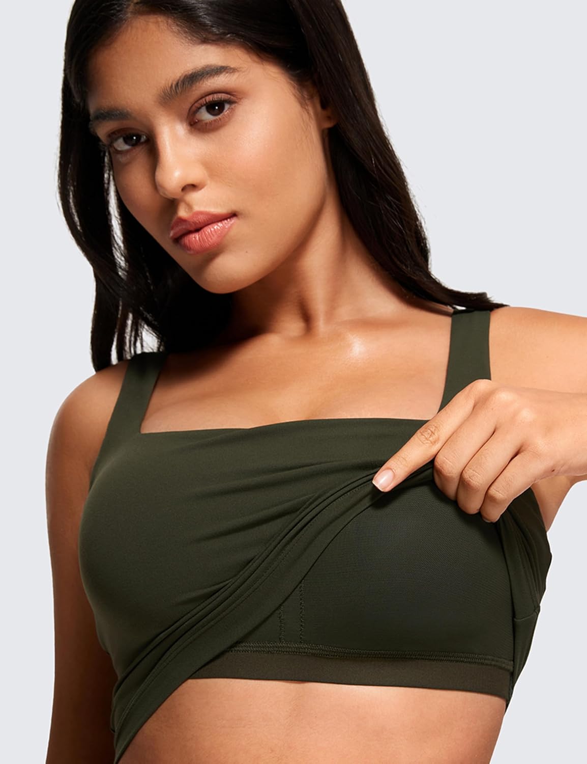 CRZ YOGA Butterluxe Crop Tank Tops for Women - Padded Longline Sports Bra | Comfortable Yoga Camisole