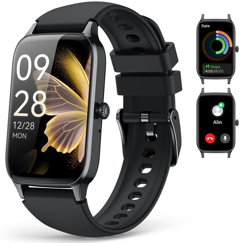 ChronArk Fitness Tracker for Women Men, Activity Smart Watch Compatible with Android iPhone, Step Counter with 110+ Sports, Sleep Monitor, Calorie Counter, IP68 Waterproof (Black, 1.57)
