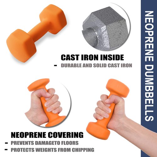 Balelinko Home Gym Equipment Workouts Strength Training Weight Loss Pilates Weights Yoga Sets Free Weights for Women, Men, Seniors and Youth, 6LB Orange