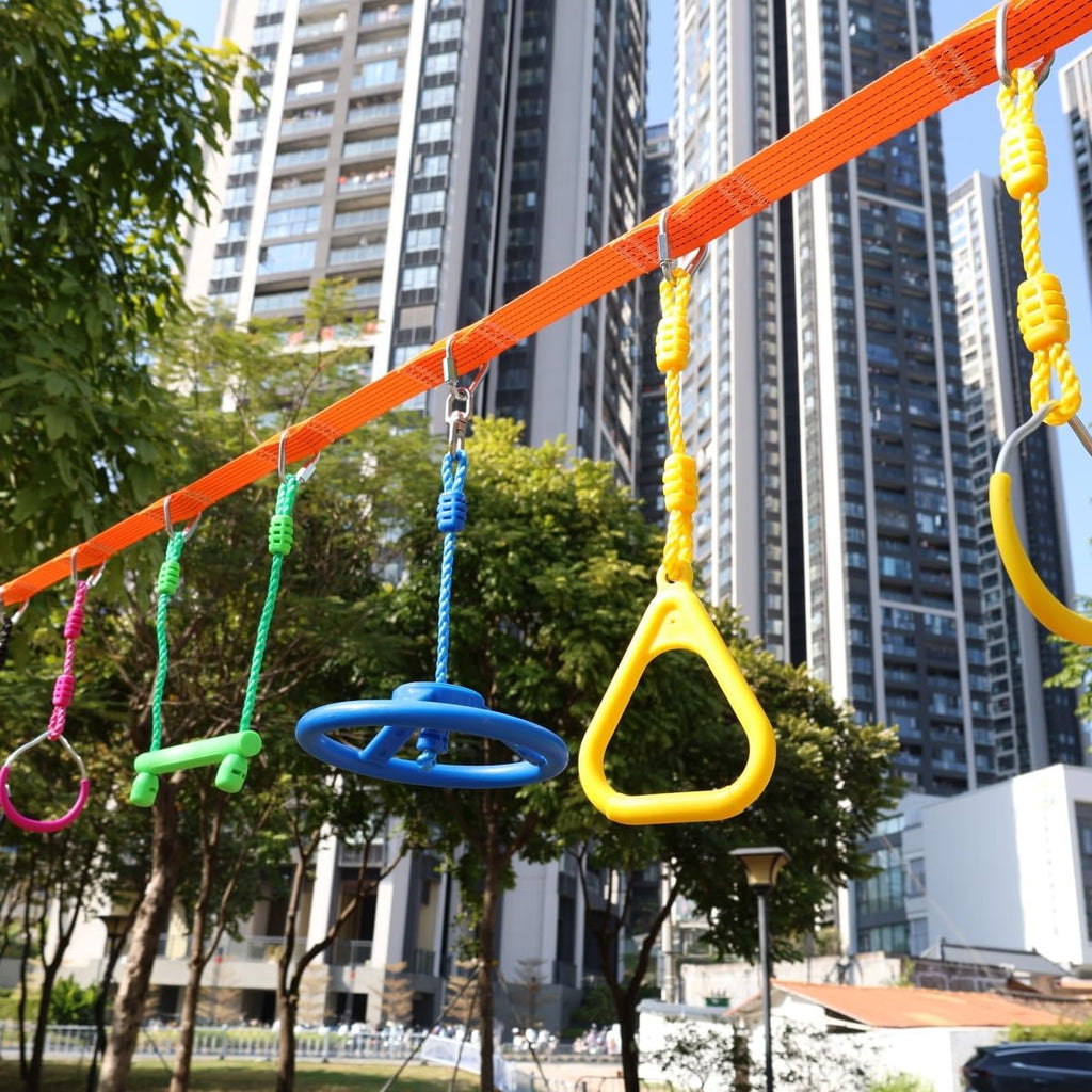 Skiennix Climbing Gymnastic Rings - Durable Ninja Obstacle Course for Kids' Outdoor Play