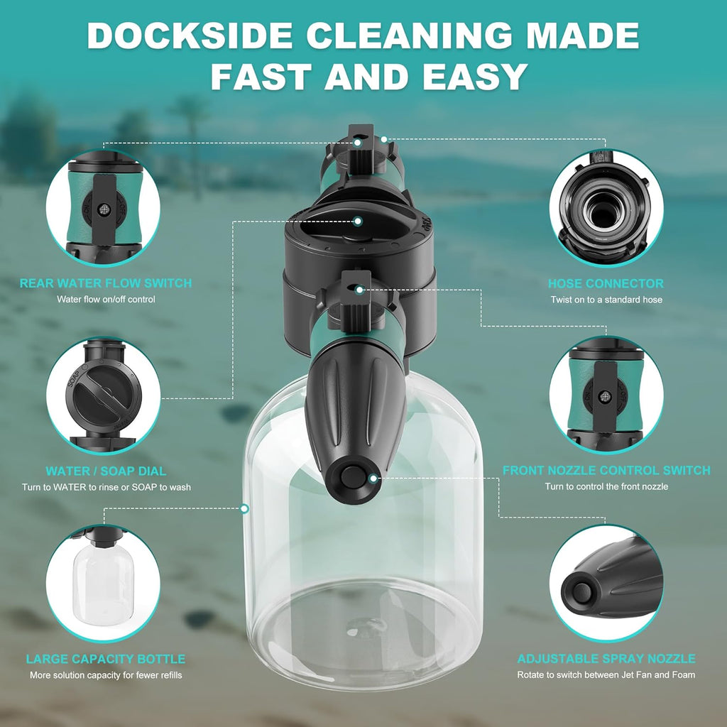 **Salt Remover Flush Kit by [Brand Name] | 500ml High Capacity Bottle - Dual Control Water & Soap Switch - 3 Spray Modes for Boats & Cars**