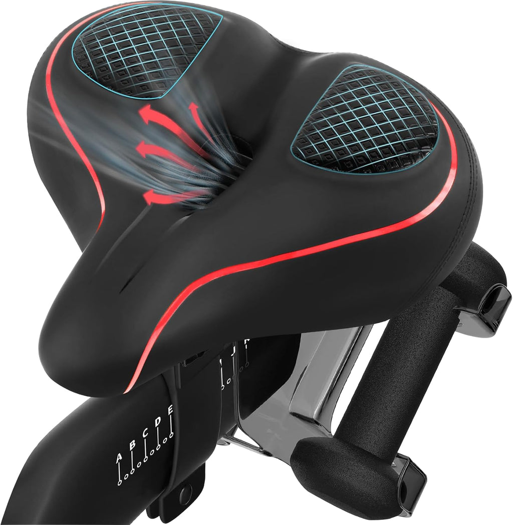 Peloton Compatible Oversized Bike Seat - Extra Wide Comfort Saddle for Men & Women | Large Replacement for Spin & Road Bikes
