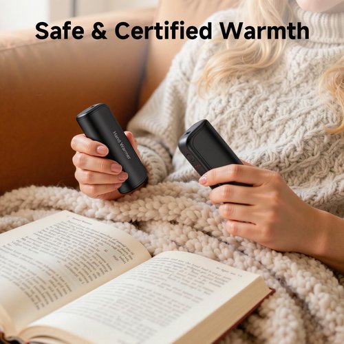 Hand Warmers Rechargeable 2 Pack, Magnetic Electric Hand Warmer 3 Settings Portable Pocket Heater 360°Heating, Gifts for Men Women Camping,Hunting,Golf,Travel Essentials (Black)