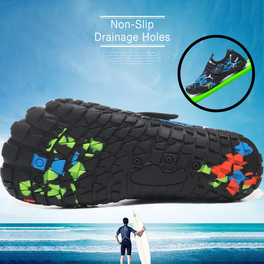 Quickshark Kids Water Shoes Boys Girls Barefoot Aqua Socks Lightweight Quick Dry Sandals Slip On Walking Sneakers for Beach Pool Swim C Black 2 Big Kid