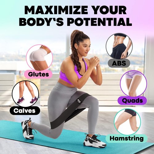 Fabric Resistance Bands - 4 Durable Non-Slip Workout Bands for Men & Women | Multiple Resistance Levels for Legs, Butt, and Abs