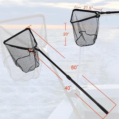 Fiblink Folding Aluminum Fishing Landing Net Fish Net with Extending Telescoping Pole Handle