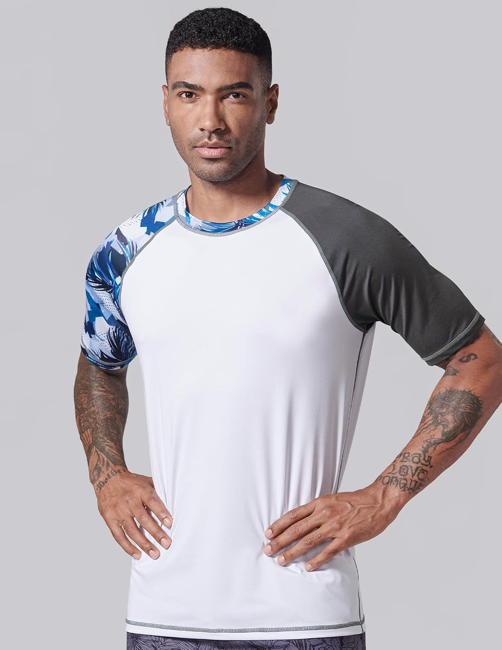 Skiennix Swim Shirts for Men - UPF 50+ Quick-Dry Rash Guard | 2-Pack Loose Fit Short Sleeve