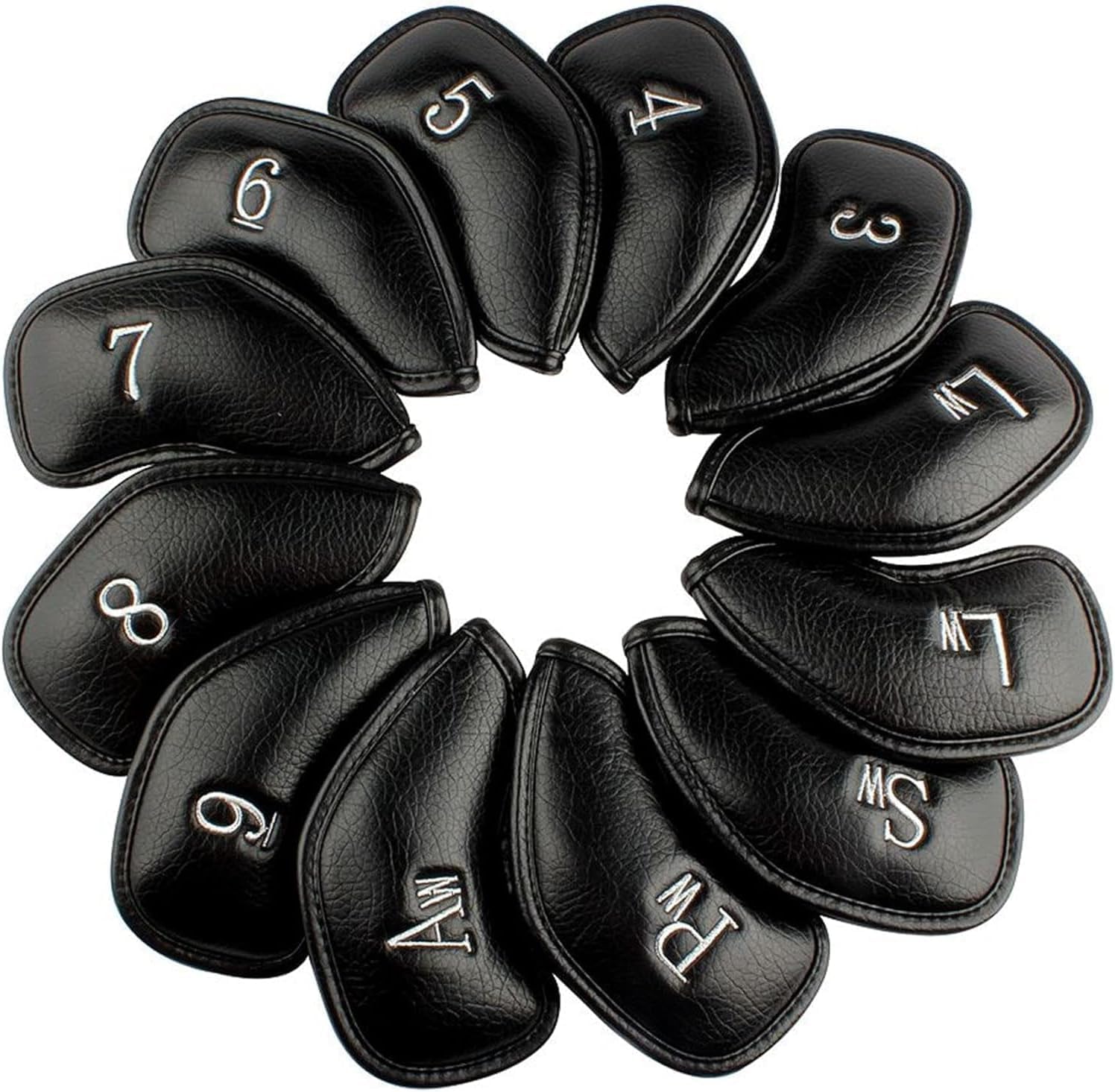Xuesong Golf 12pcs Thick Synthetic Leather Golf Iron Head Covers Set Headcover Fit All Brands Callaway Ping Taylormade Cobra Etc