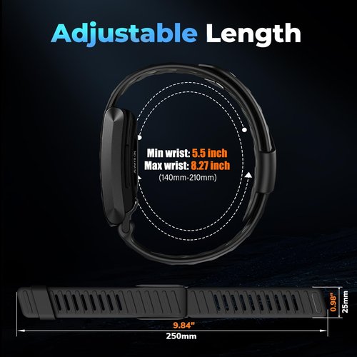 ANBEST Quick-Dry Silicone Sport Band for WHOOP 4.0 Band Strap For Men Women,Breathable Waterproof Sport Adjustable Replacement Wristbands Straps for Whoop 4.0 Bands 5.5"-8.27" (140mm-210mm) Black