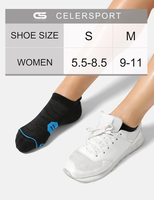 CS CELERSPORT Women's Ankle Running Socks - Cushioned Low Cut Athletic Socks | 6 Pack