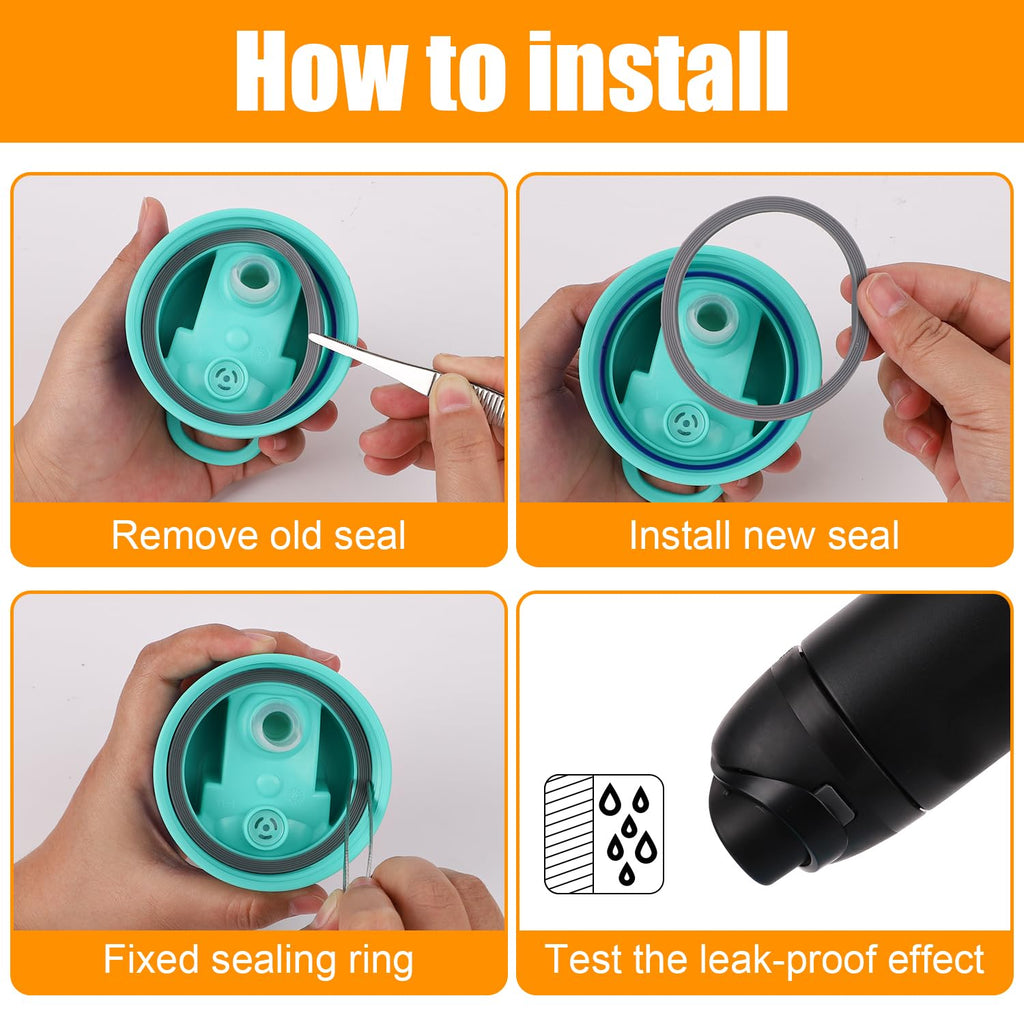 6pcs Water Bottle Sealing Ring Replacement for Owala FreeSip, Silicone Lid Seal O Ring for Owala Water Bottle 24/25/32/40 oz, Rubber Lid Gasket Replacement Bottle Accessories for Owala (Gray)
