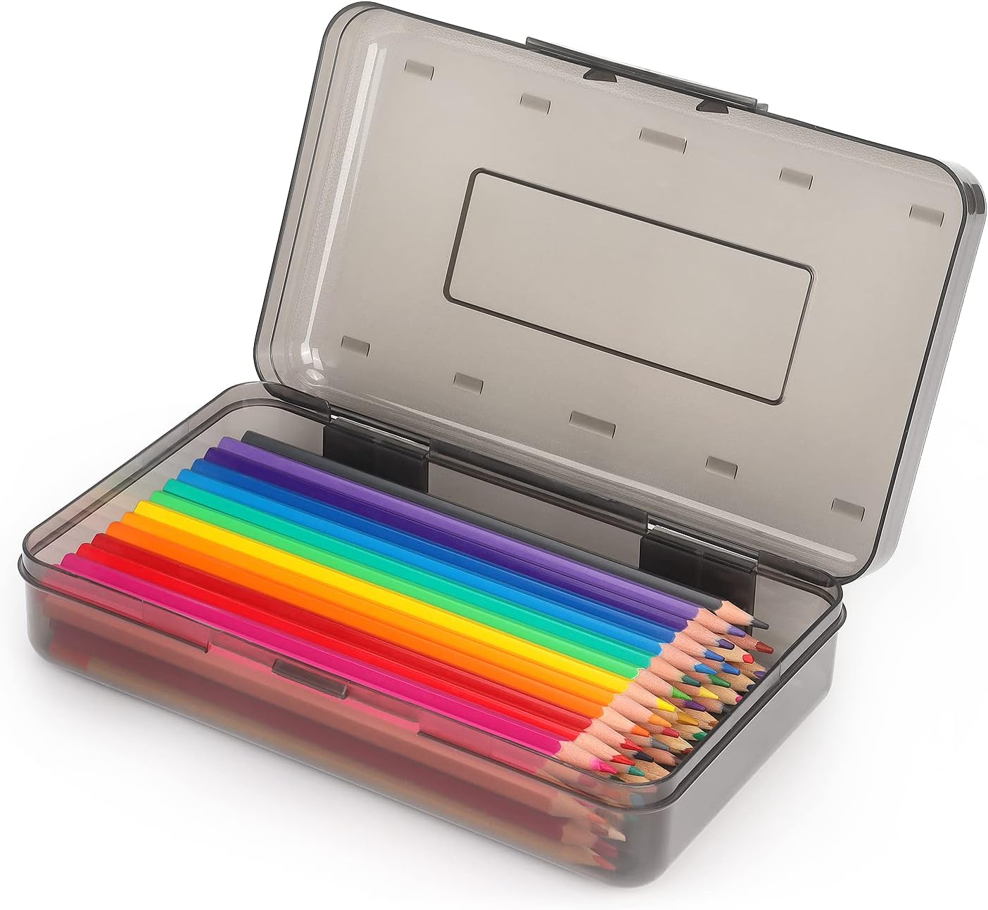 Tamaki Large Capacity Plastic Pencil Box - Clear Snap-Tight Lid & Stackable Design | Stylish Office Organizer, Black