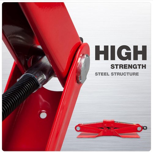BIG RED T10152 Steel Scissor Lift Jack - 1.5 Ton Capacity Car Kit in Red