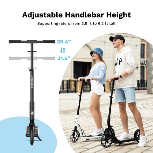 Playshion Kik Scooter for Kids Ages 6+,Teens & Adults,Lightweight,Foldable,with Adjustable Handlebar, Black