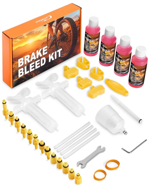 cycletour Brake Bleed Kit for Shimano, TEKTRO, TRP Hydraulic Brakes. Including 240 ML Mineral Oil Brake Fluid and Operation Instructions